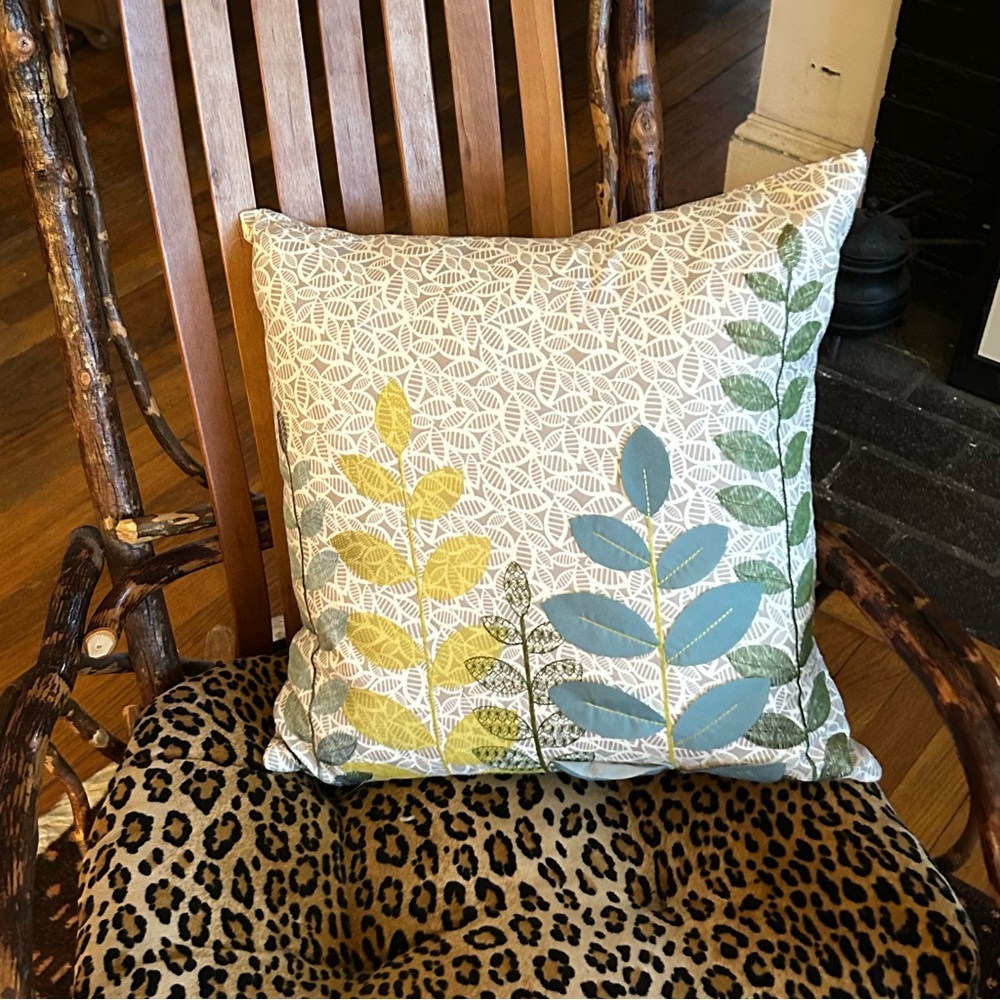 Madura Embroidered Leaves Accent Pillow